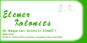 elemer kolonits business card